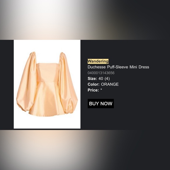 WANDERING duchesse mini puff sleeve dress - Picture 2 of 4